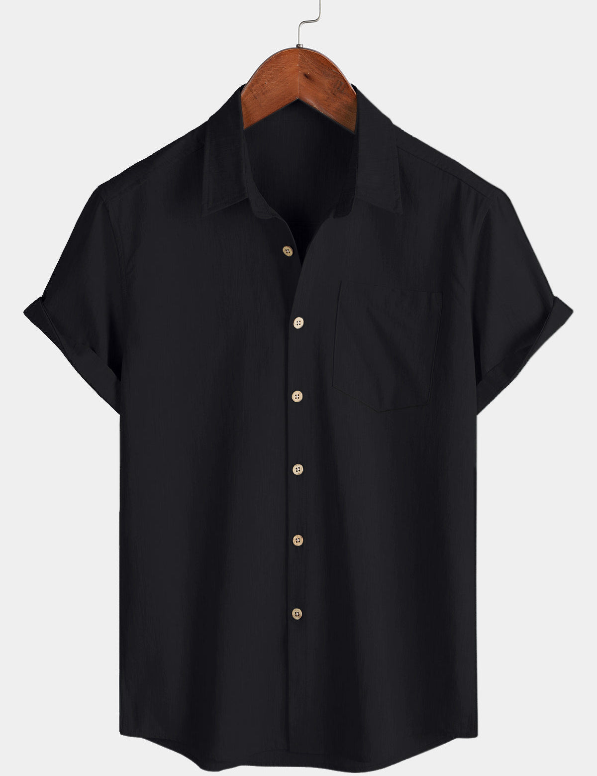 Men's Comfort Solid Black Sport Short Sleeve Shirt