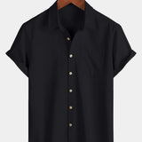 Men's Comfort Solid Black Sport Short Sleeve Shirt