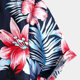 Men's Hawaii Tropical Plant Print Floral Cotton Shirt