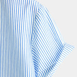 Men's Cotton Henley Breathable Stand Collar Solid Colour Short Sleeve Classic Vertical Striped Shirt