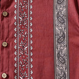 Men's Retro Hawaiian Print Paisley Striped Cotton Breathable Resort Vacation Short Sleeve Shirt