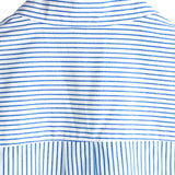 Men's Cotton Henley Breathable Stand Collar Solid Colour Short Sleeve Classic Vertical Striped Shirt
