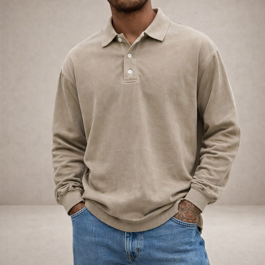 DIVENZIO – CASUAL MEN'S POLO SHIRT WITH LONG SLEEVES