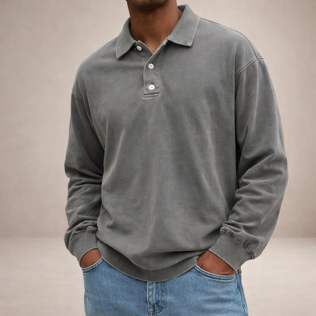 DIVENZIO – CASUAL MEN'S POLO SHIRT WITH LONG SLEEVES