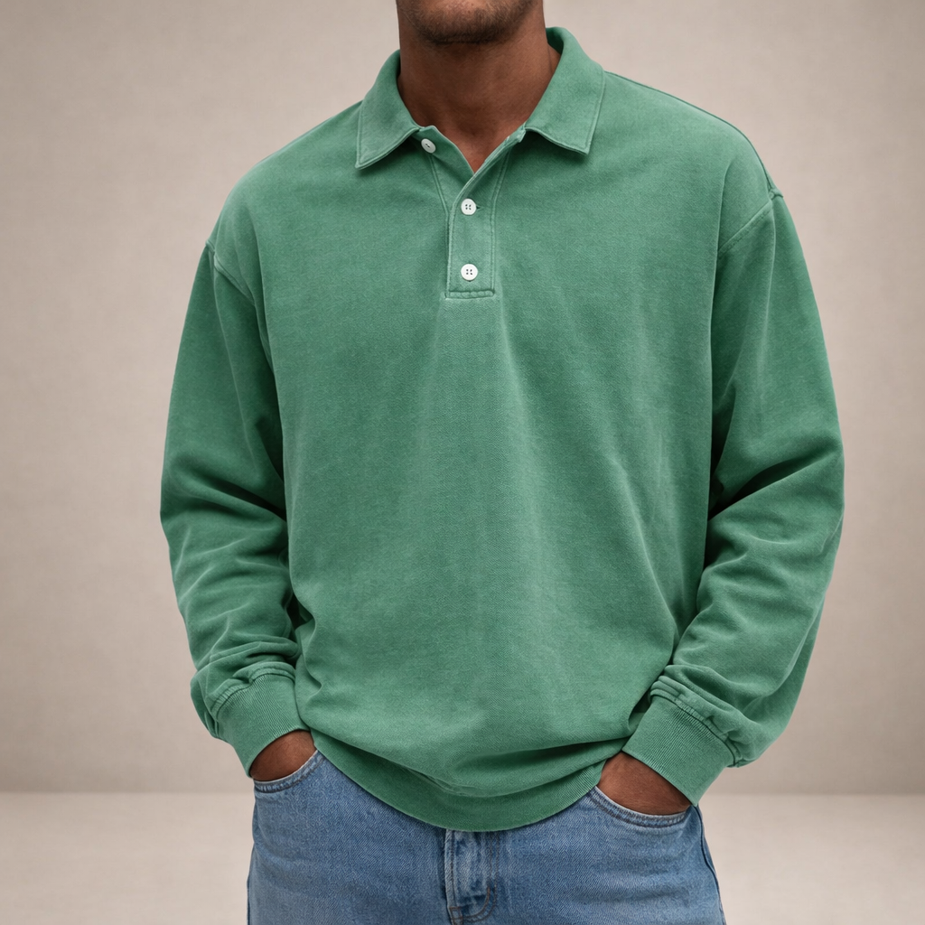 DIVENZIO – CASUAL MEN'S POLO SHIRT WITH LONG SLEEVES
