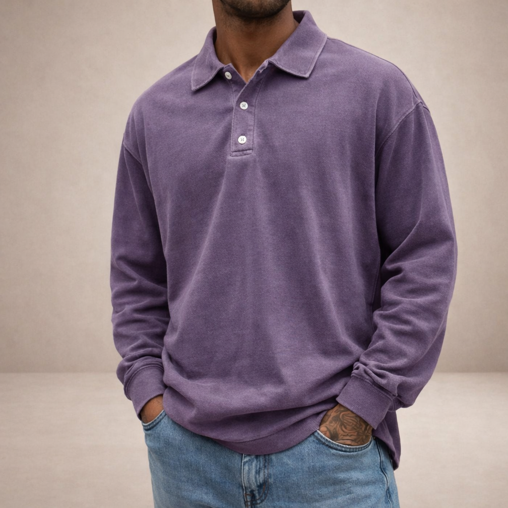 DIVENZIO – CASUAL MEN'S POLO SHIRT WITH LONG SLEEVES