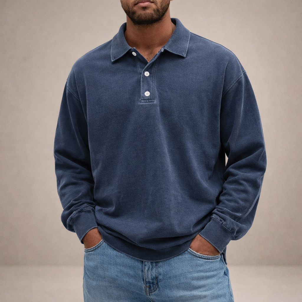DIVENZIO – CASUAL MEN'S POLO SHIRT WITH LONG SLEEVES