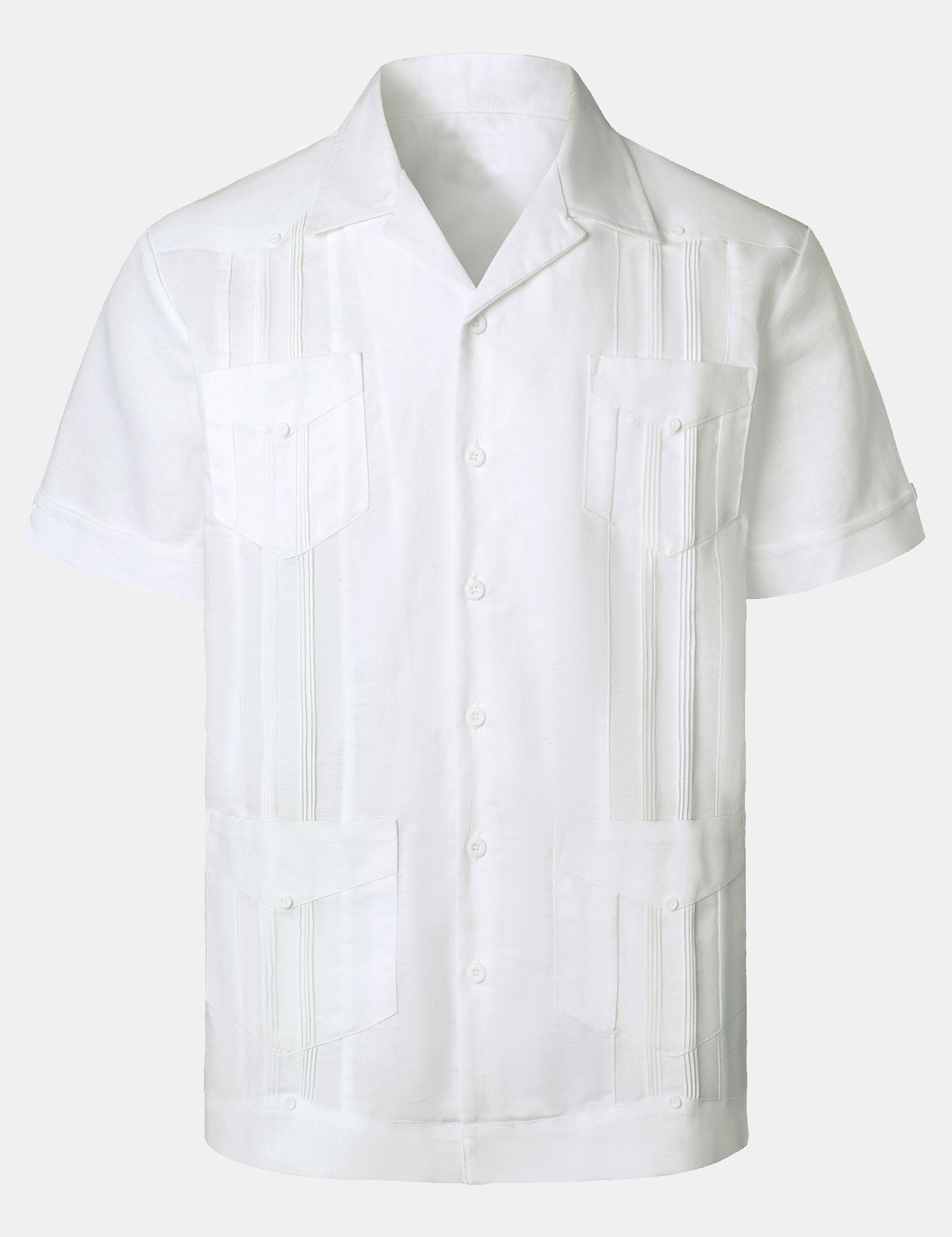Men's Linen Cuban Guayabera Casual Button Up Short Sleeve Summer Shirt