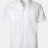 Men's Linen Cuban Guayabera Casual Button Up Short Sleeve Summer Shirt