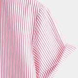 Men's Cotton Striped Stand Collar Short Sleeve Shirt