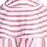 Men's Cotton Striped Stand Collar Short Sleeve Shirt