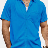 Men's Casual Waffle Summer Beach Short Sleeve Shirt