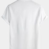 Men's Solid Colour Stand Collar Half Button Pocket Front Shirt
