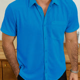 Men's Casual Waffle Summer Beach Short Sleeve Shirt