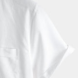 Men's Solid Colour Stand Collar Half Button Pocket Front Shirt