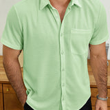 Men's Casual Waffle Summer Beach Short Sleeve Shirt