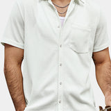 Men's Casual Waffle Summer Beach Short Sleeve Shirt