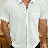 Men's Casual Waffle Summer Beach Short Sleeve Shirt