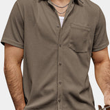 Men's Casual Waffle Summer Beach Short Sleeve Shirt