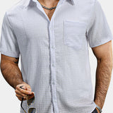 Men's Summer Solid Colour Pocket Casual Short Sleeve Shirt
