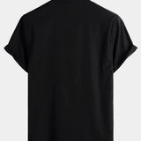 Men's Solid Colour Stand Collar Half Button Pocket Front Shirt