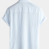 Men's Summer Solid Colour Pocket Casual Short Sleeve Shirt