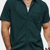 Men's Casual Waffle Summer Beach Short Sleeve Shirt