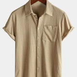 Men's Summer Solid Colour Pocket Casual Short Sleeve Shirt