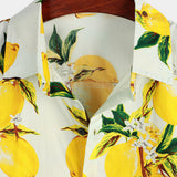 Men's Lemon Print Short Sleeve Button-Up Beach Summer Hawaiian Shirt