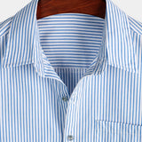 Men's Casual Striped Pocket Short Sleeve Shirt