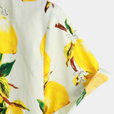 Men's Lemon Print Short Sleeve Button-Up Beach Summer Hawaiian Shirt