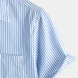 Men's Casual Striped Pocket Short Sleeve Shirt