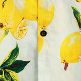 Men's Lemon Print Short Sleeve Button-Up Beach Summer Hawaiian Shirt