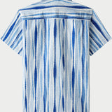 Men's Retro Tie Dye Vertical Striped Cotton Breathable Cool Resort Vacation Short Sleeve Shirt