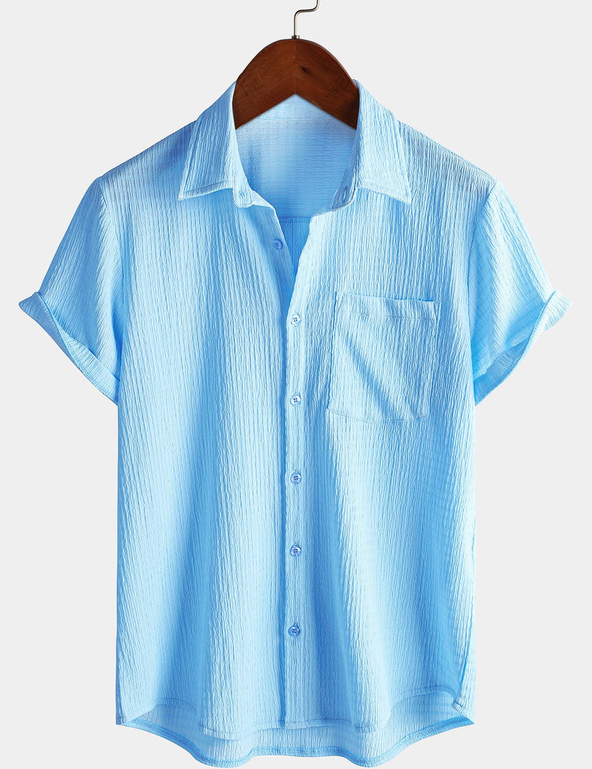 Men's Summer Solid Colour Pocket Casual Short Sleeve Shirt