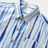 Men's Retro Tie Dye Vertical Striped Cotton Breathable Cool Resort Vacation Short Sleeve Shirt