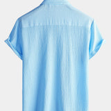 Men's Summer Solid Colour Pocket Casual Short Sleeve Shirt