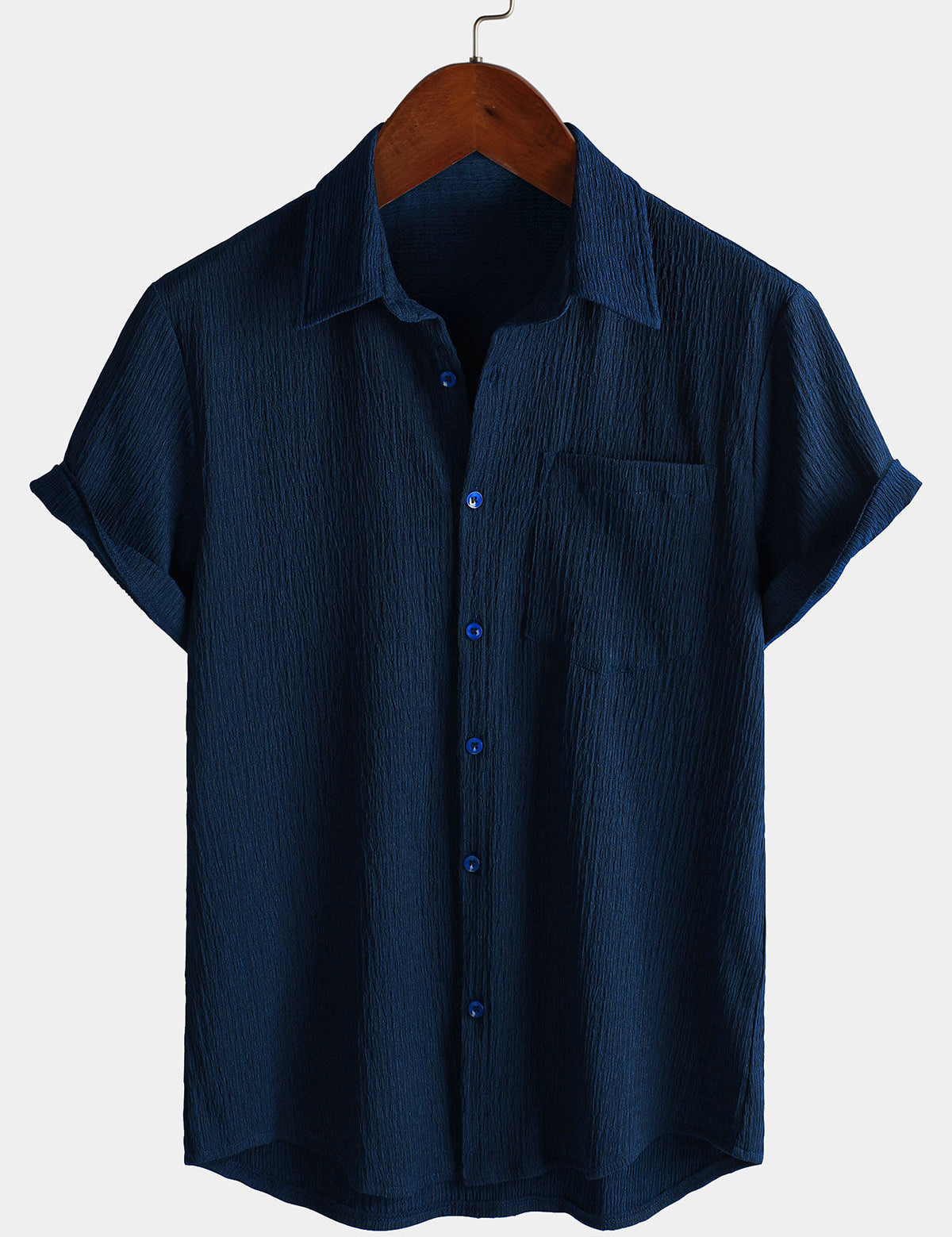 Men's Summer Solid Colour Pocket Casual Short Sleeve Shirt