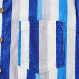 Men's Retro Coastal Stripe Cotton Cool Comfort Beach Party Holiday Short Sleeve Shirt