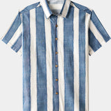 Men's Retro Casual Stripe Cotton Cool Comfort Beach Party Holiday Short Sleeve Shirt