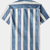 Men's Retro Casual Stripe Cotton Cool Comfort Beach Party Holiday Short Sleeve Shirt