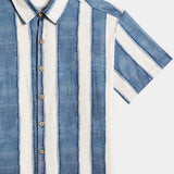 Men's Retro Casual Stripe Cotton Cool Comfort Beach Party Holiday Short Sleeve Shirt