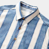 Men's Retro Casual Stripe Cotton Cool Comfort Beach Party Holiday Short Sleeve Shirt