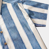 Men's Retro Casual Stripe Cotton Cool Comfort Beach Party Holiday Short Sleeve Shirt