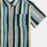 Men's Retro Multi Colour Striped Cotton Cool Comfort Beach Party Holiday Short Sleeve Shirt