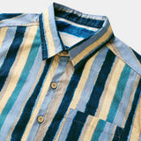 Men's Retro Multi Colour Striped Cotton Cool Comfort Beach Party Holiday Short Sleeve Shirt