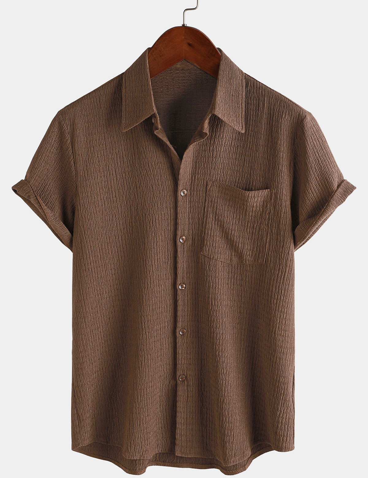 Men's Summer Solid Colour Pocket Casual Short Sleeve Shirt