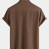 Men's Summer Solid Colour Pocket Casual Short Sleeve Shirt