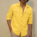 Vincent | Linen Shirt with Double Chest Pocket for Men