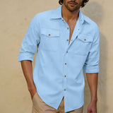 Vincent | Linen Shirt with Double Chest Pocket for Men